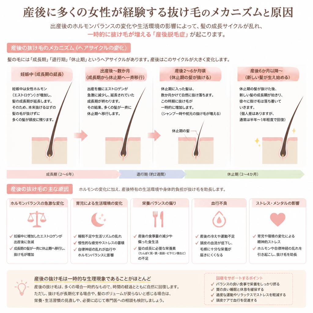 産後の抜け毛、その原因とは？