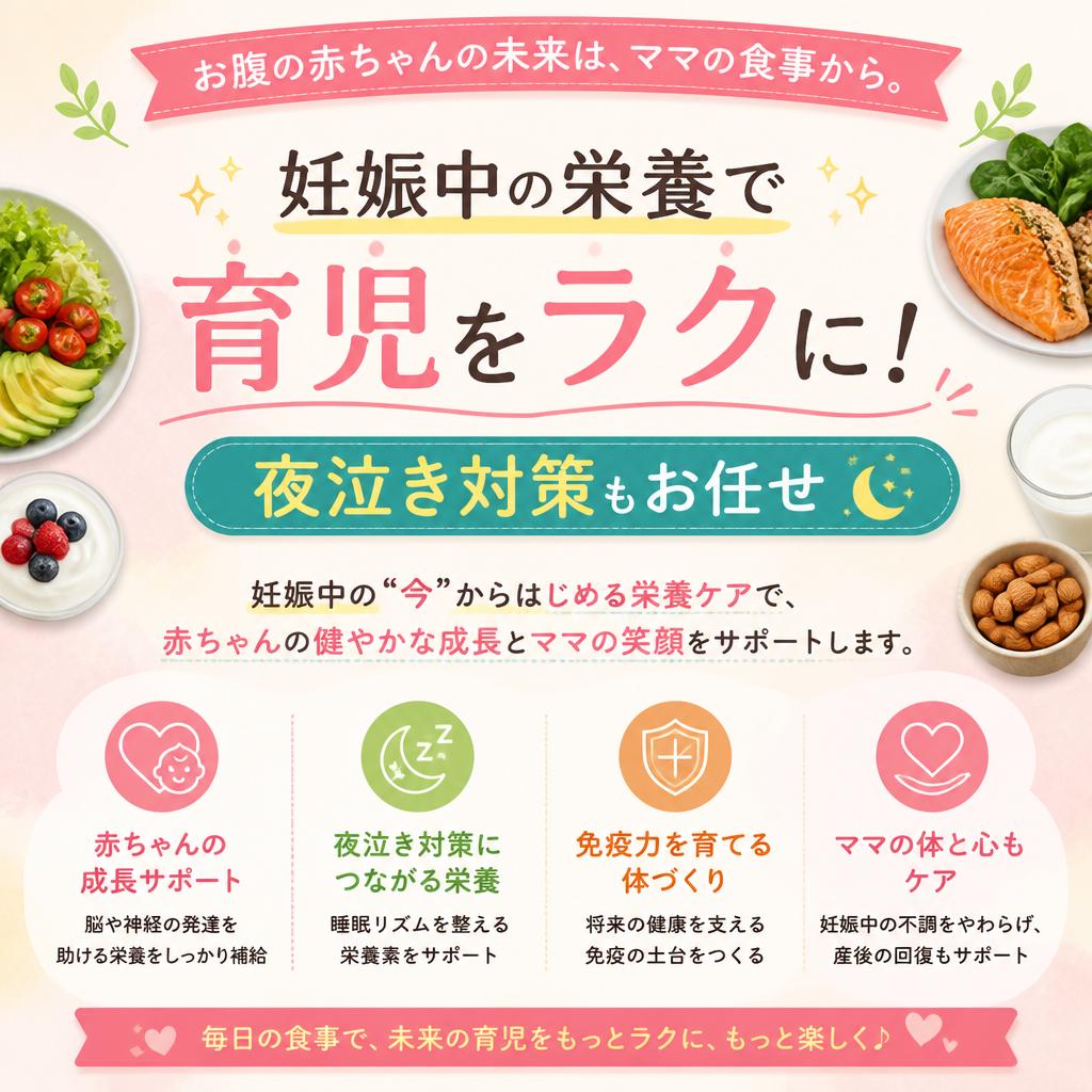 妊娠中の栄養で育児をラクに！夜泣き対策もお任せ